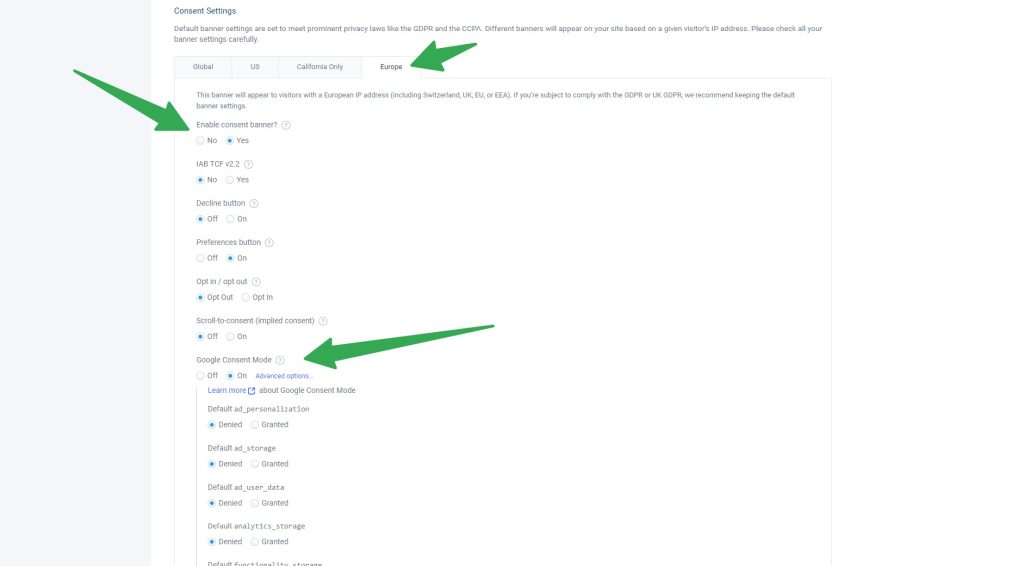 Termly enable Google Consent Mode v2