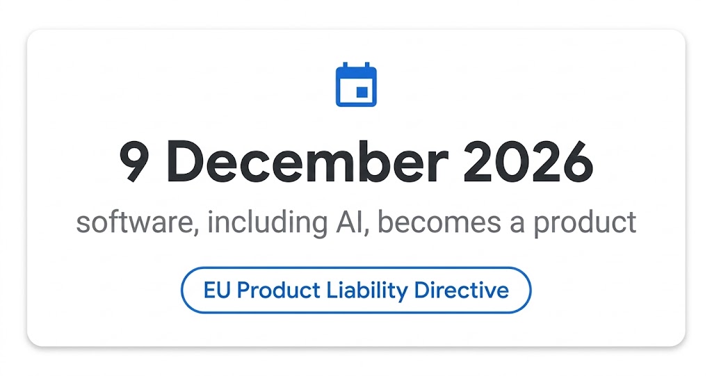9 December 2026 - software, including AI, becomes a product